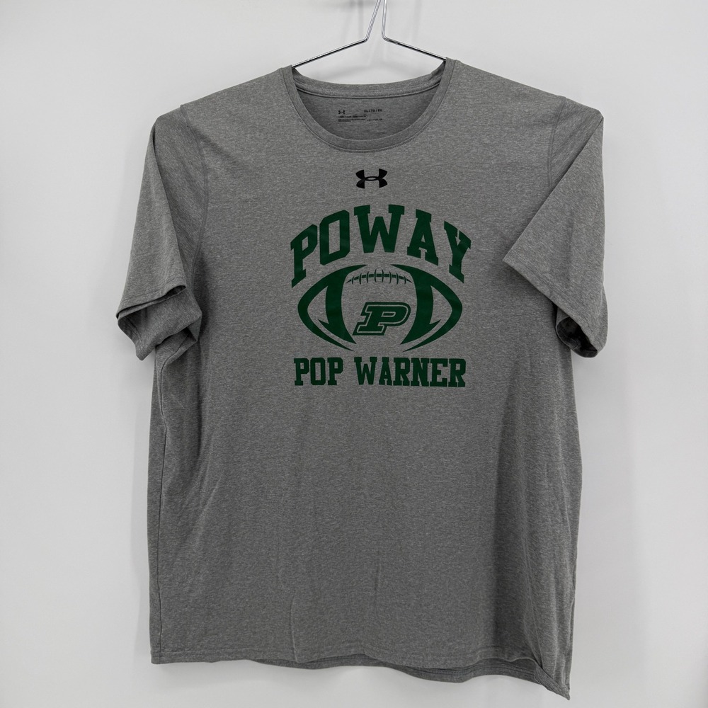 Under Armour T-Shirt Mens XL Grey Heather Poway Pop Warner HeatGear Athletic